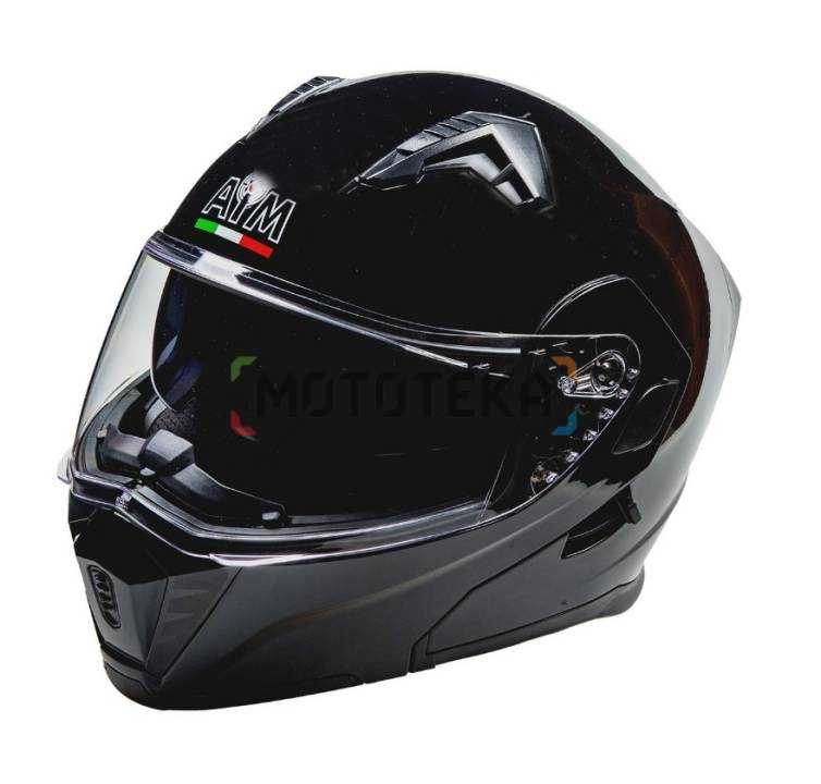 Шлем мото модуляр снегоходный AiM (Аим) JK906 (комплект) Black Glossy XXXL